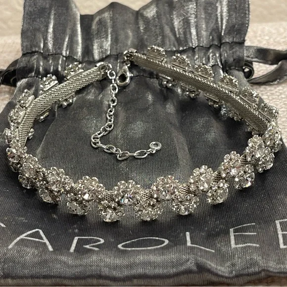 Stainless Steel Necklace Crystal Flower Choker - Picture 2 of 7